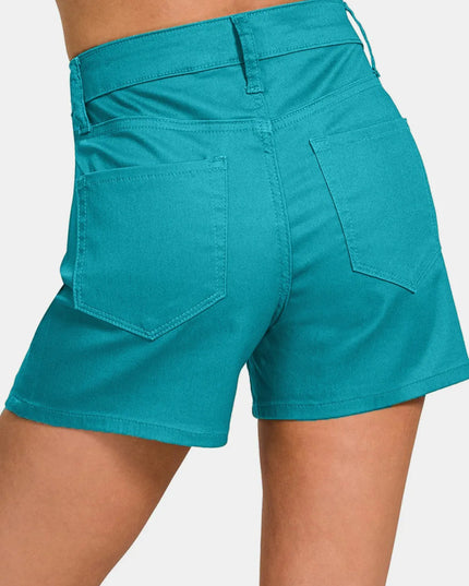 Zenana High Waist Denim Shorts - THE AMERICAN BLUE