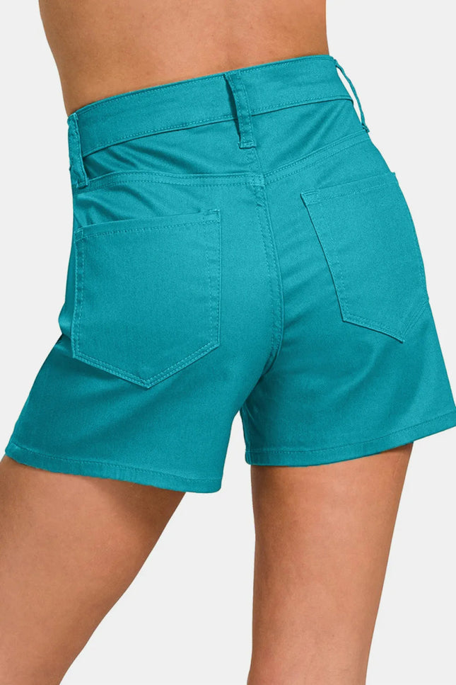 Zenana High Waist Denim Shorts - THE AMERICAN BLUE