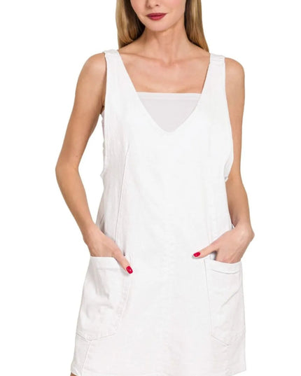 Zenana Washed Adjustable Strap Denim Overall Dress - THE AMERICAN BLUE