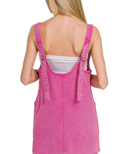Zenana Washed Adjustable Strap Denim Overall Dress - THE AMERICAN BLUE